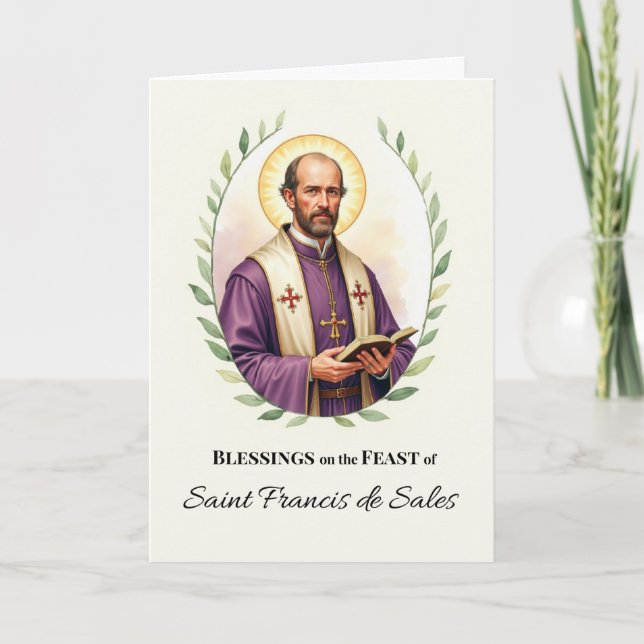 Cartão Bênçãos do Dia de São Francisco de Sales (Frente)