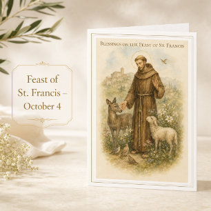 Cartão Bênçãos do Dia de São Francisco Religiosas