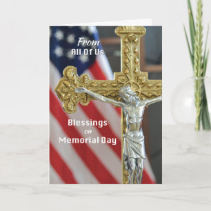 Cartão Bênçãos do Dia Memorial de Todos Nós com Cruz