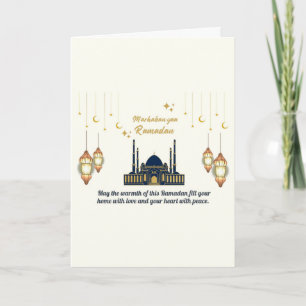 Cartão Bênçãos do Ramadão da Lua Crescente Minimalista