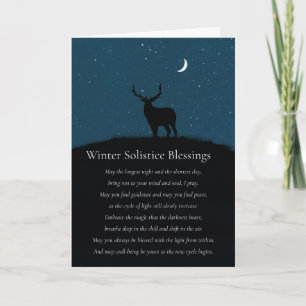 Cartão Bênçãos do Solstício de Inverno Poema Elk Stars