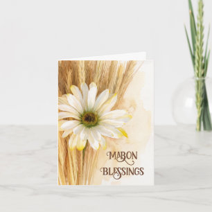 Cartão Bênçãos Mabon de Grãos de Trigo Seco Flor de Marga