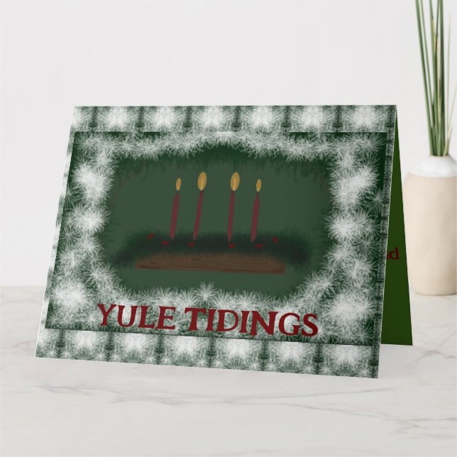Cartão Bênçãos Pagãs de Yule com Velas (Frente)