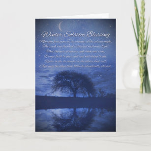 Cartão Bênçãos Solstício Inverno com Lua e Árvore de Oak