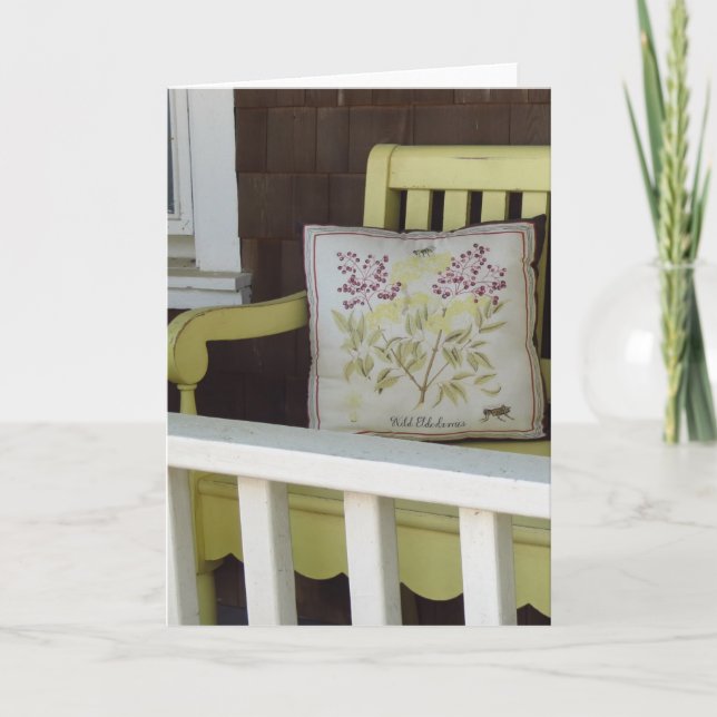 Cartão Bench e Travesseiro Amarelos - Vineyard de Martha (Frente)