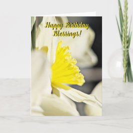 Cartão Bendições de Aniversário Narciso Amarelo Personali