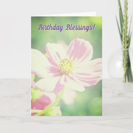 Cartão Bendições de Aniversário Rosa Floral Feliz Anivers