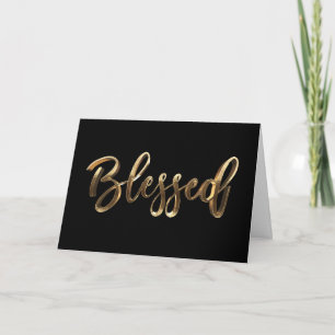 Cartão Bendito Moderno Preto e Dourado Script Elegante Ch
