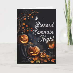 Cartão Bendito Samhain Night Halloween Pumpkins Fall