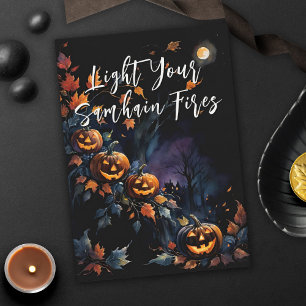 Cartão Bendito Samhain Night Halloween Pumpkins Fall