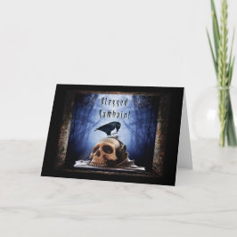 Cartão Bendito Samhain - Raven no crânio