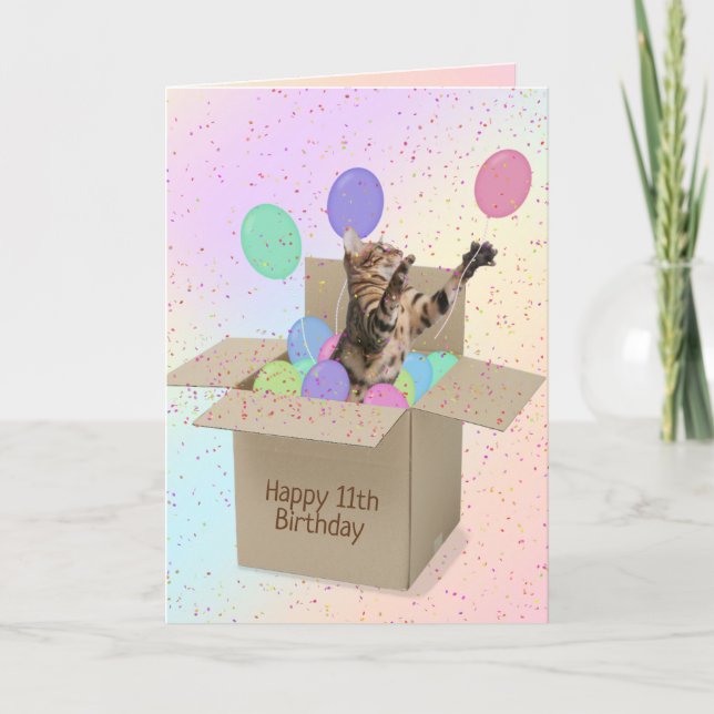 Cartão Bengal cat in carton box for 11th birthday (Frente)