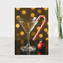 Cartão Bengala de Natal em um Copo de Martini