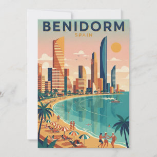 Cartão Benidorm Colorido Espanha Ilustração Costa Blanca