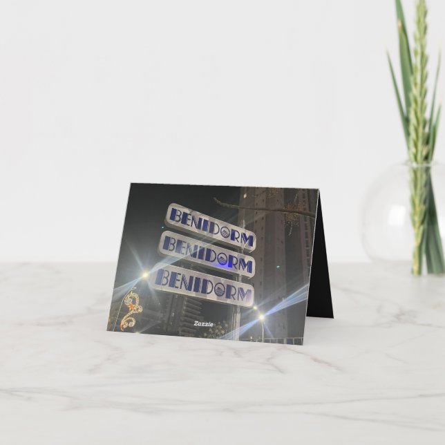 Cartão Benidorm de saudação para fotografia (Verso)