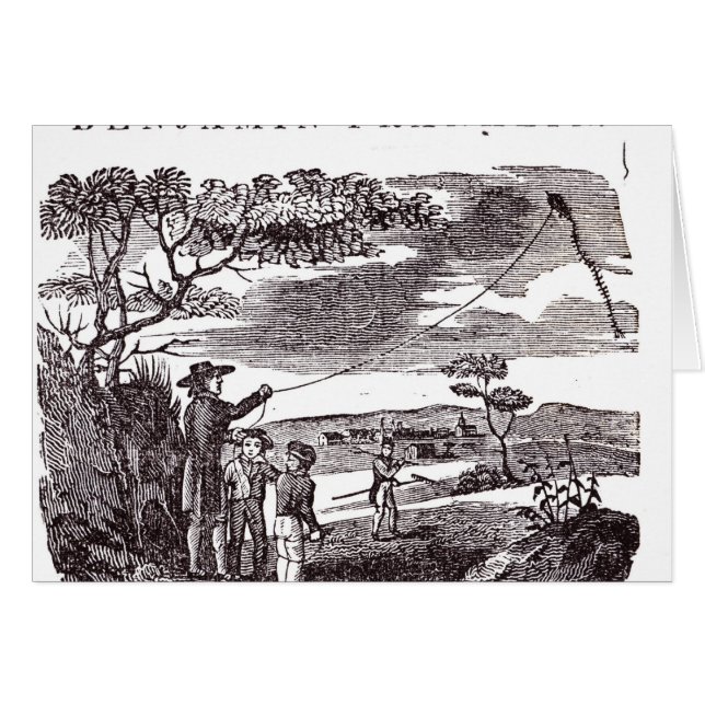 Cartão Benjamin Franklin conduz sua experiência do (Frente Horizontal)