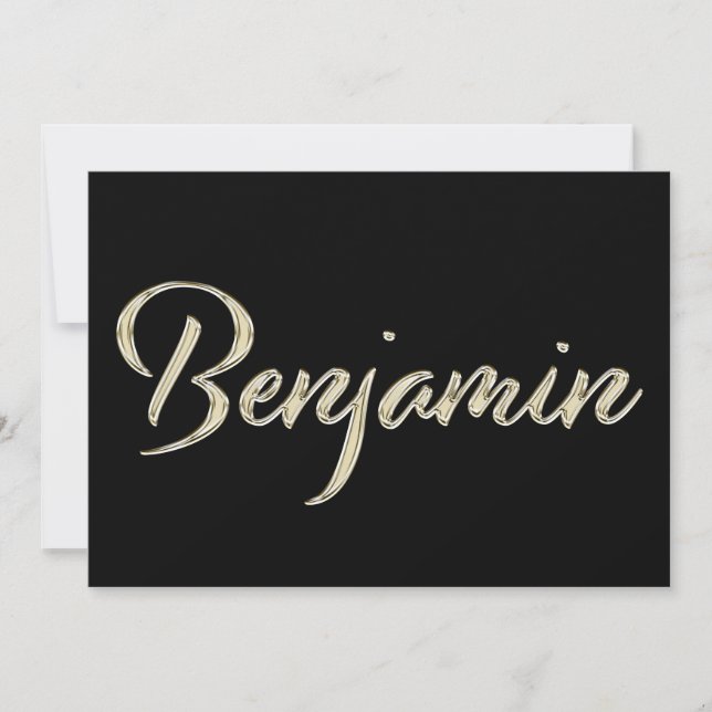 Cartão Benjamin Name white gold Handwriting Karte (Frente)