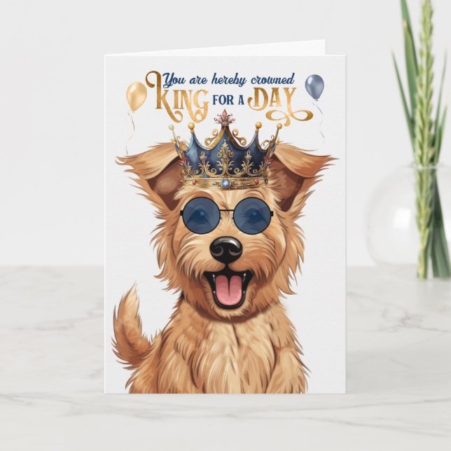 Cartão Berger Picard Dog King para o dia feliz aniversári (Frente)