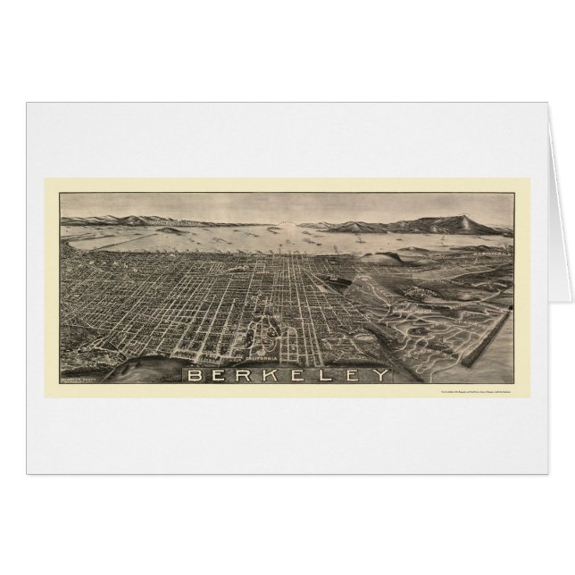 Cartão Berkeley, mapa panorâmico de CA - 1909 (Frente Horizontal)
