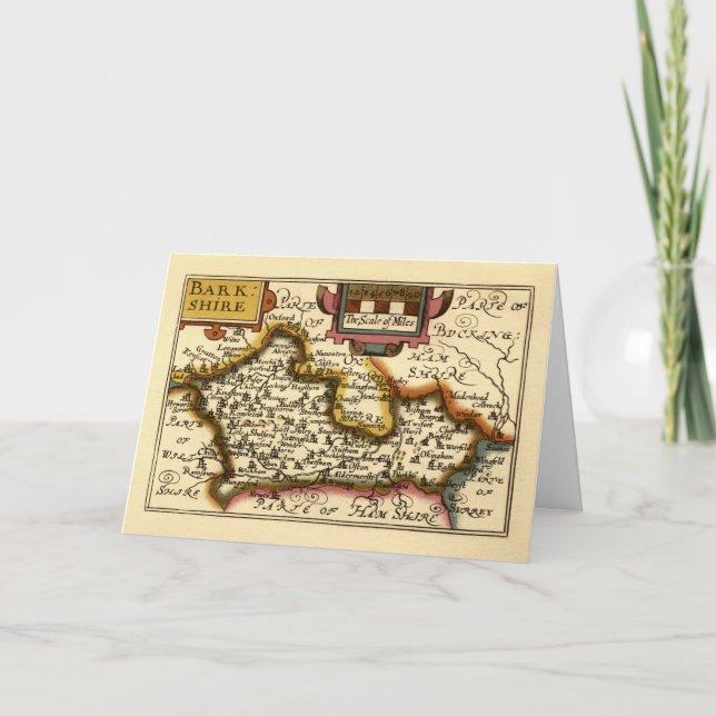 Cartão Berkshire Barkshire County England Antiquarian Map (Frente)