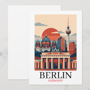 Cartão Berlim Alemanha Cidade Skyline – Minimalista Vinta