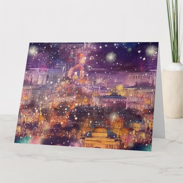 Cartão Berlim no Natal e Ano Novo em Aquarelas (Frente)