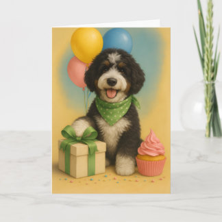 Cartão Bernadoodle Birthday