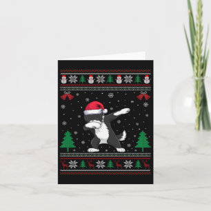Cartão Bernedoodle Dabbing Cachorro Chapéu de Papai Noel 