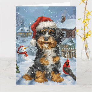 Cartão Bernedoodle Dog Winter Wonderland Christmas