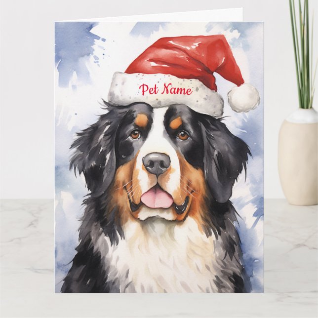 Cartão Bernese Mountain Christmas personalizado (Frente)