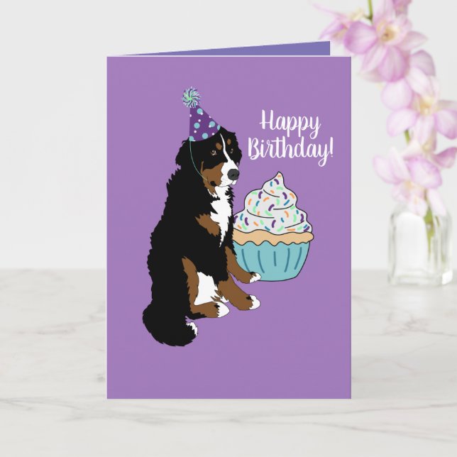 Cartão Bernese Mountain Dog Aniversário Folheto (Orquídea)
