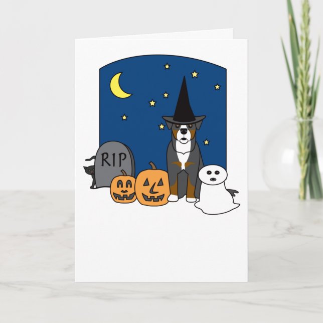 Cartão Bernese Mountain Dog Halloween (Frente)