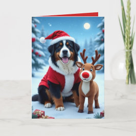 Cartão Bernese Mountain Dog Natal