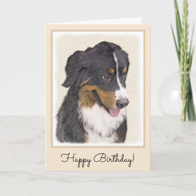 Cartão Bernese Mountain Dog Painting - Original Dog Art (Frente)