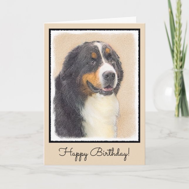 Cartão Bernese Mountain Dog Painting - Original Dog Art (Frente)