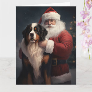 Cartão Bernese Mountain Dog Papai Noel Natal Festivo