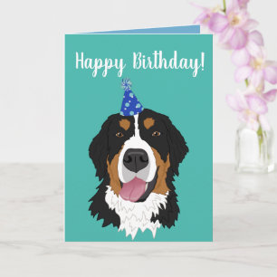 Cartão Bernese Mountain Dog Puppy Aniversário
