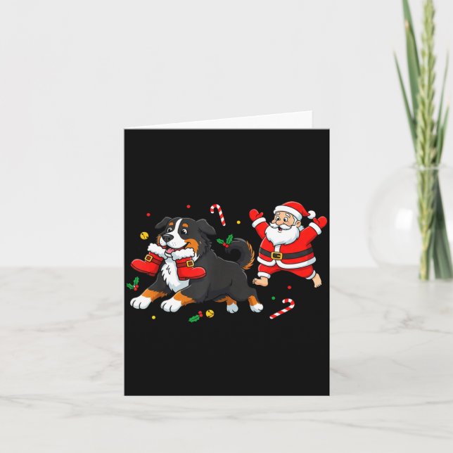 Cartão Bernese Mountain Dog Santa Claus Boots Christmas W (Frente)