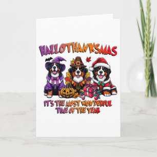 Cartão Bernese Mountain Halloween Dia de Ação de Graças N