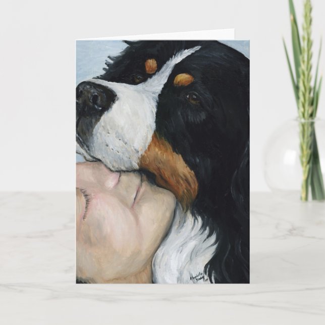 Cartão "Bernie Love" Dog Art Blank Notecard (Frente)