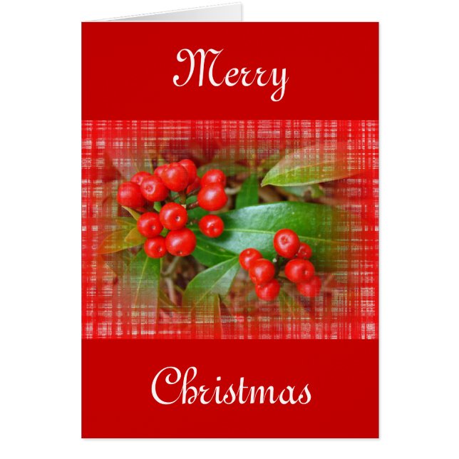 Cartão Berries de Honeysuckle de Natal em Cotton Cloth (Frente)