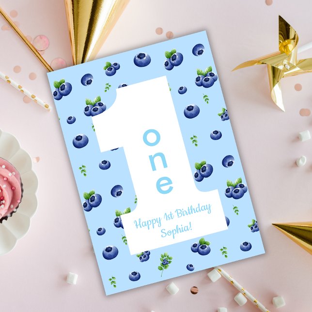 Cartão Berry First Blueberry Happy Birthday Card (Criador carregado)