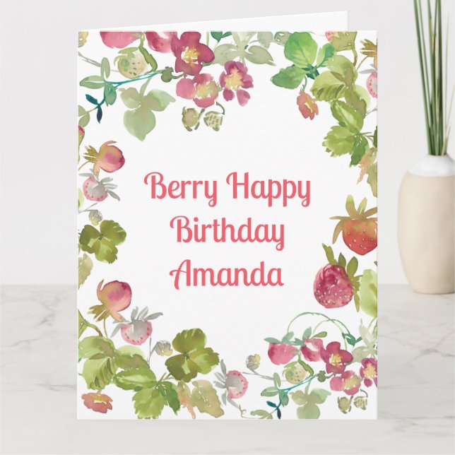Cartão Berry Happy Strawberry Birthday (Frente)