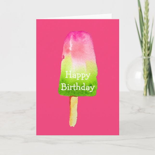 Cartão Berry popsicle cute Summertime watercolor birthday (Frente)