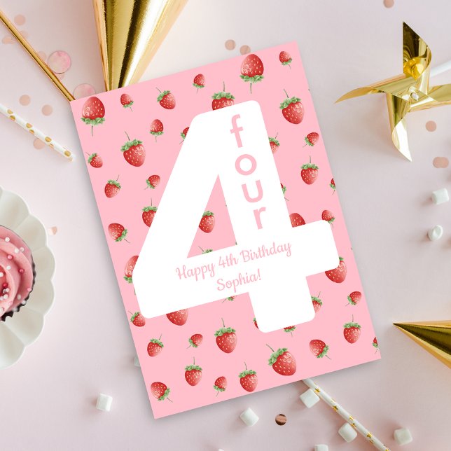 Cartão Berry Sweet Strawberry Happy Birthday Card (Criador carregado)