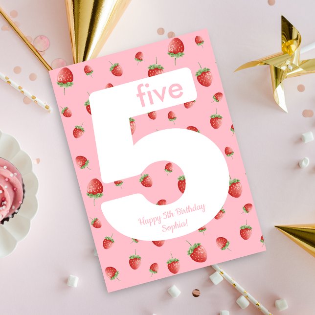 Cartão Berry Sweet Strawberry Happy Birthday Card (Criador carregado)