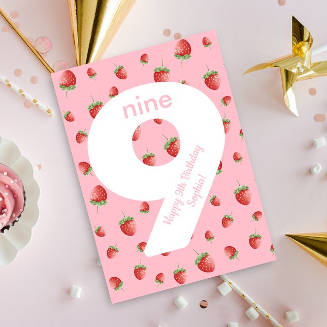 Cartão Berry Sweet Strawberry Happy Birthday Card (Criador carregado)