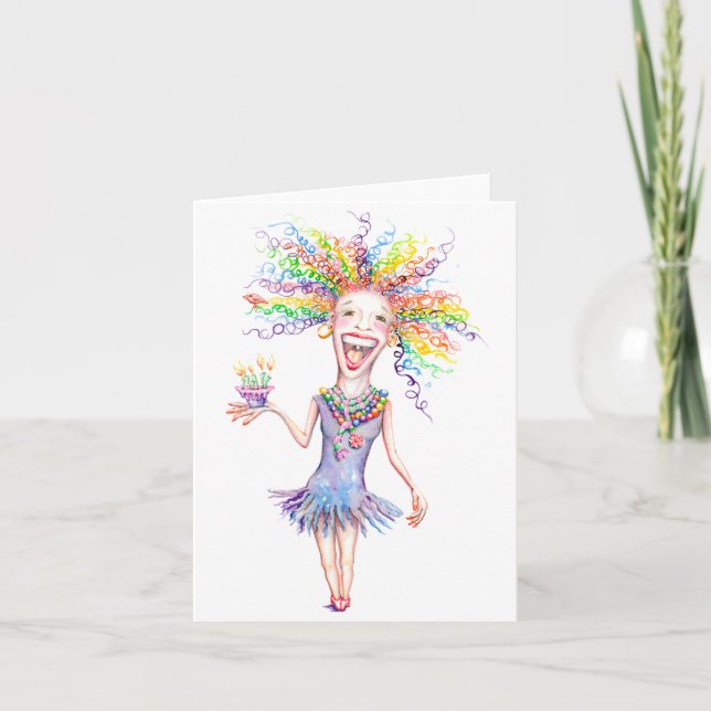 Cartão Bertha the Birthday Broad - Note Card - 4" x 5.6" (Frente)