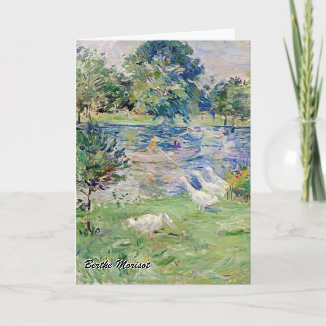 Cartão Berthe Morisot - Rapariga num Barco com Gansos (Frente)