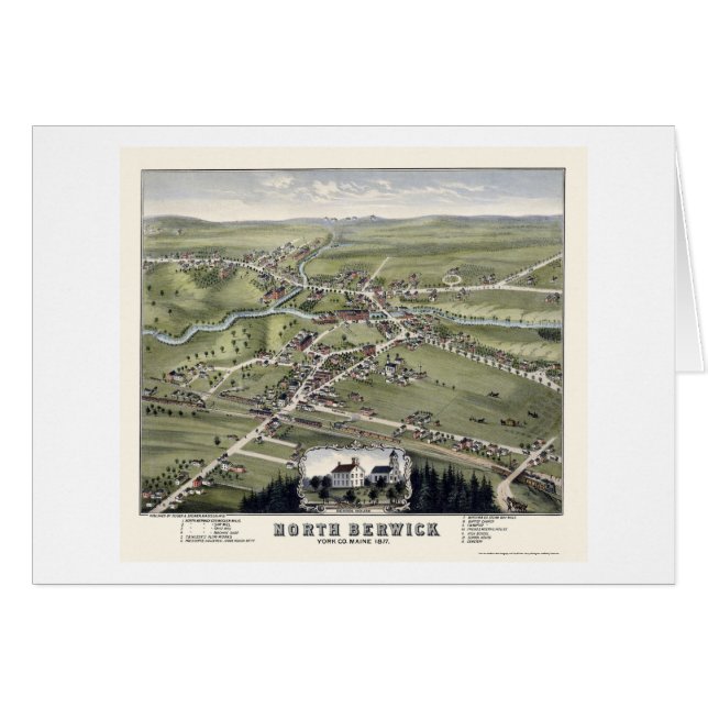 Cartão Berwick norte, MIM mapa panorâmico - 1877 (Frente Horizontal)